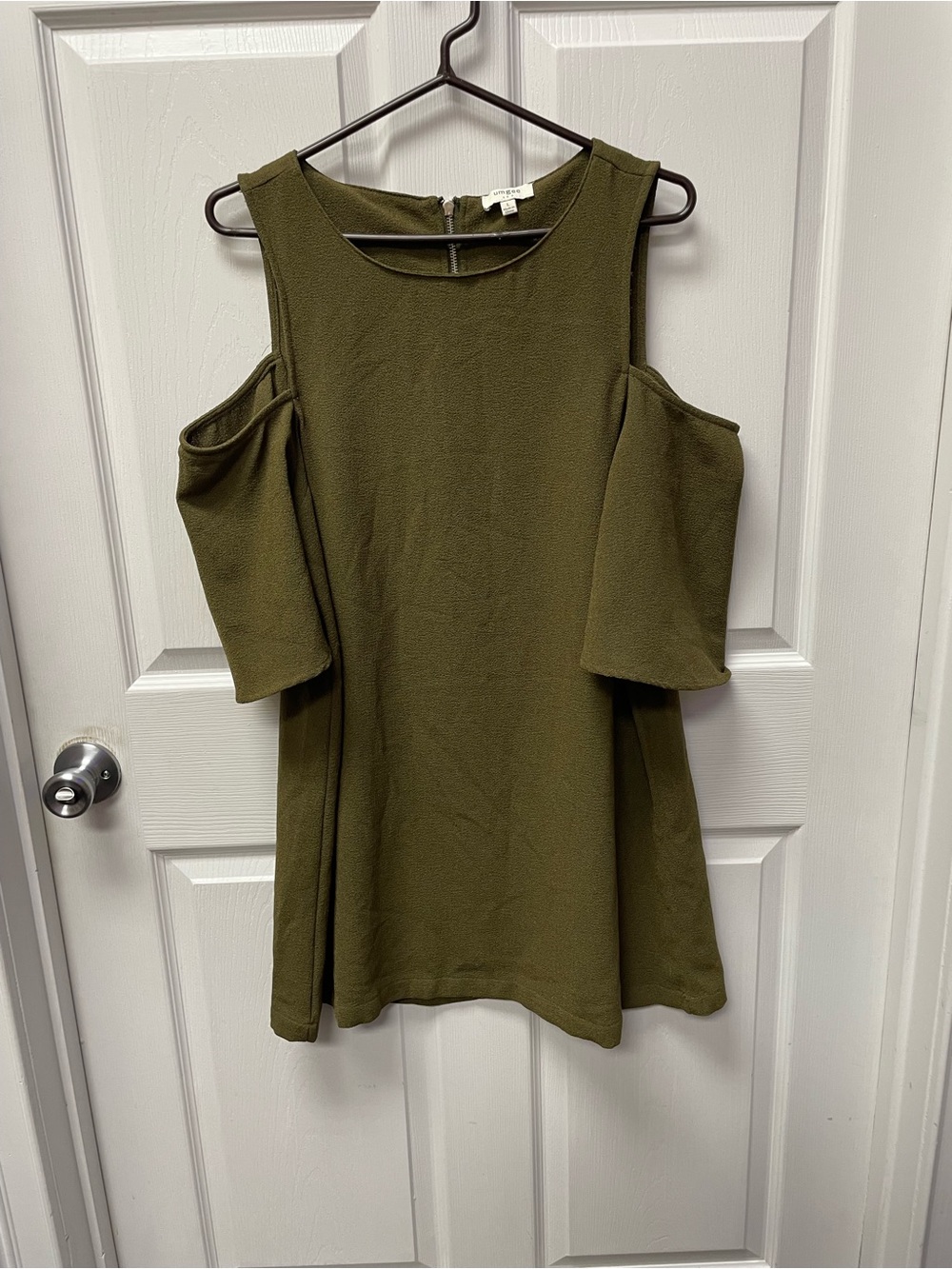 Umgee Olive Green Cold-Shoulder Mini Dress - Picture 3 of 6